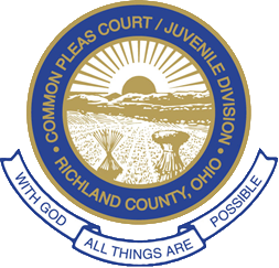 Richland County Juvenile Court Seal with ribbon text saying "WITH GOD ALL THINGS ARE POSSIBLE"